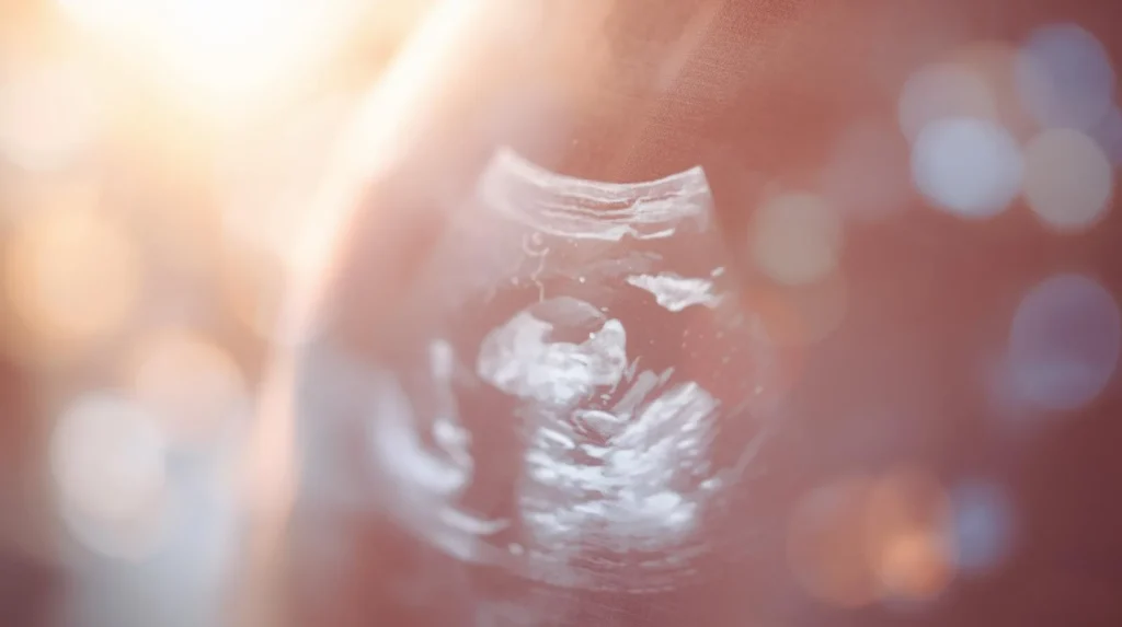 Abstrakt ultralydsbillede i bløde varme farver.